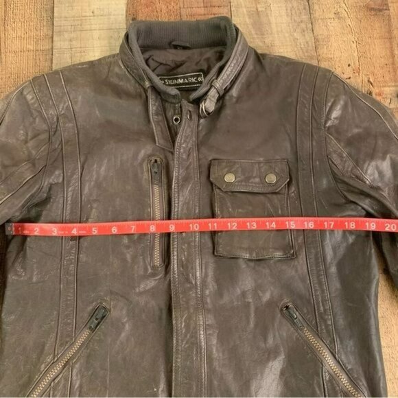 Steinmark brown vintage Leather biker jacket size 40 - Picture 2 of 12